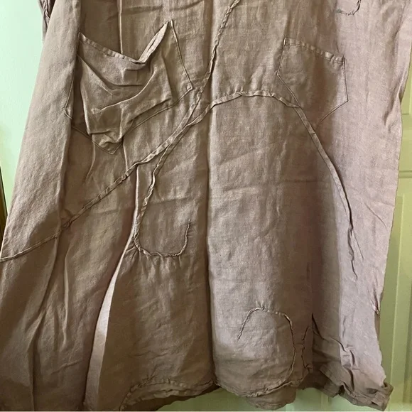 Cynthia Ashby Lagenlook Long Sleeve Linen Dress Dusty Pink Size Large - Picture 5 of 12